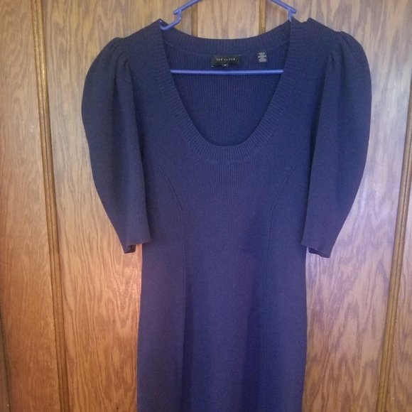 Ted Baker Scoop Neck Bodycon Dress Navy Blue Size TB Size 3 US  8 - Picture 2 of 10